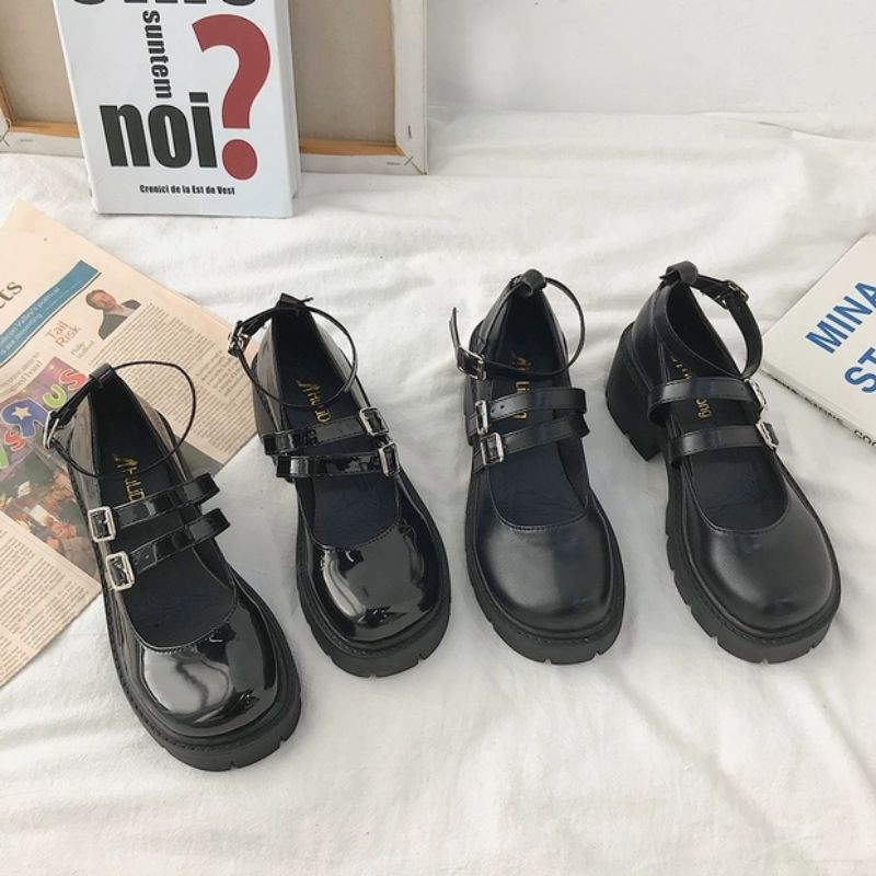 (SẴN DA LÌ) Giày đế bằng ulzzang oxford B26 3 quai đế cao 5cm | BigBuy360 - bigbuy360.vn
