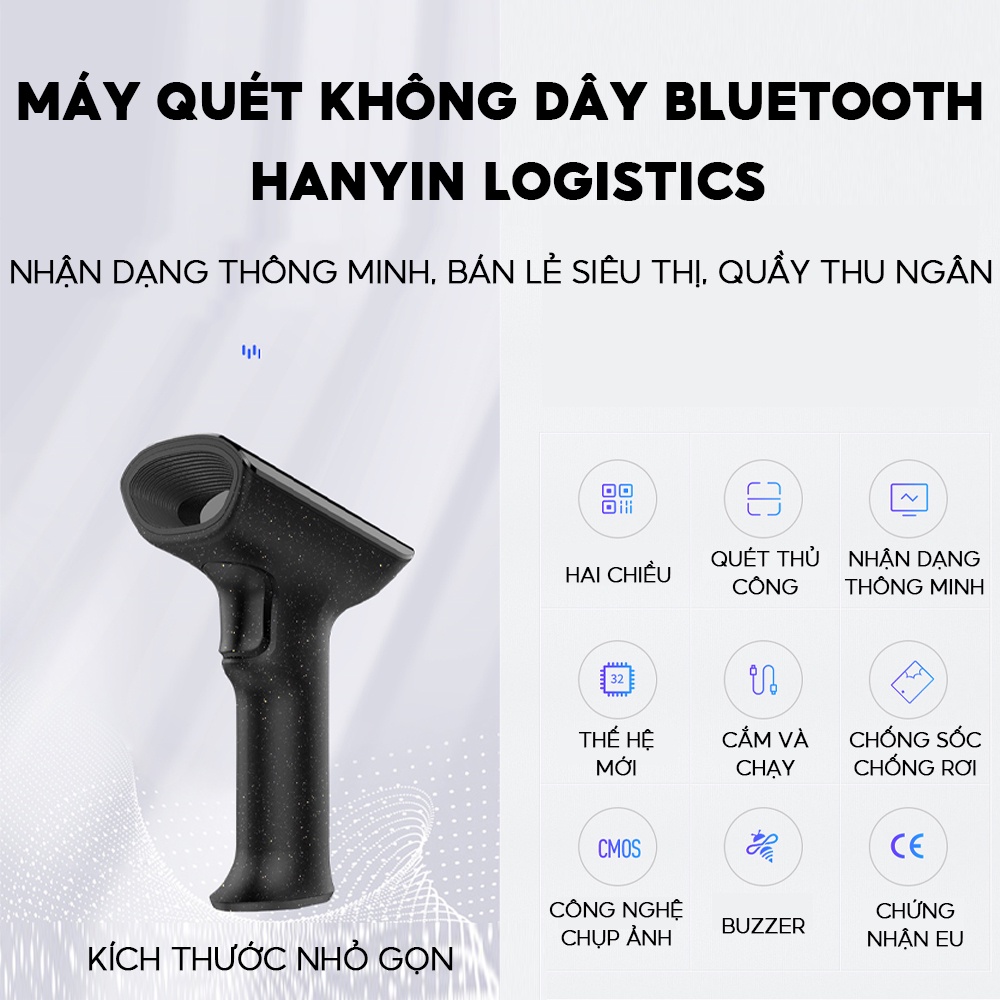 Máy quét mã vạch HAN IN, súng bắn mã vạch Barcode, QR kết nối với máy tính