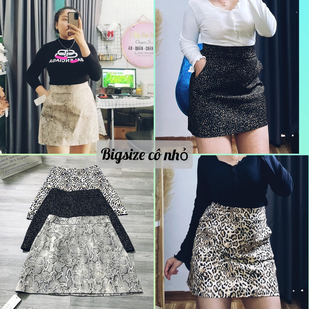 Chân Váy Beo BIGSIZE NỮ Chất Kaki Xuất Khẩu Co Dãn thoải mái, Size ngoại cỡ, 60-95 kg-Bigsize Cô Nhỏ