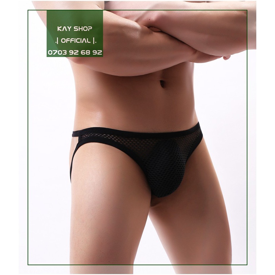 Quần lót jockstrap sexy dây khoe mông pha lưới - Quần sịp nam xuyên thấu định hình bờ mông gợi cảm ko kèm miếng lót kiu