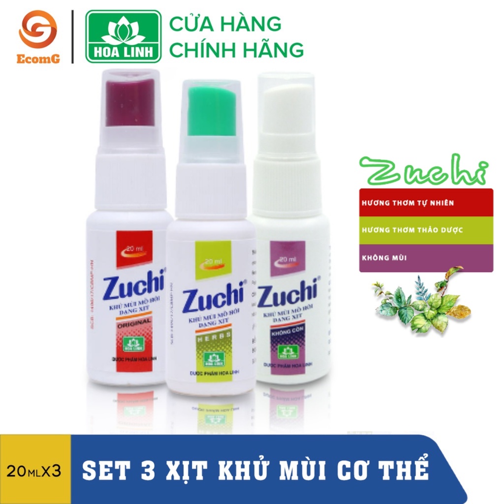 Set 3 chai xịt khử mùi Zuchi – Xịt khử mùi cơ thể, hôi nách, hôi chân - CB3- 009