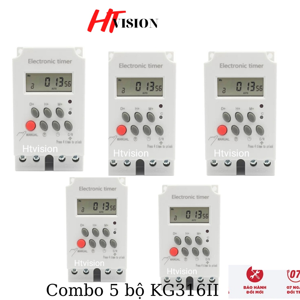 Combo 5b Công tắc hẹn giờ KG316T-II Timer chuẩn công nghiệp 25A