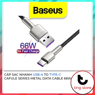 Dây cáp sạc nhanh usb to typec 66w baseus cafule series metal data cable dài 1m 2m