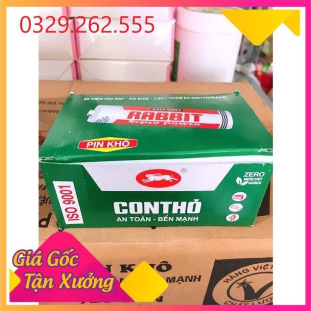 (Sale Khủng)  Sỉ hộp 40 quả pin Con Thỏ chính hãng AA và AAA