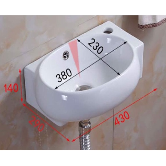 LAVABO MINI NHỎ Chậu rửa mặt lavabo góc treo tường 422NA, men NANO trắng sáng chống bám bẩn, la góc chủ nhật