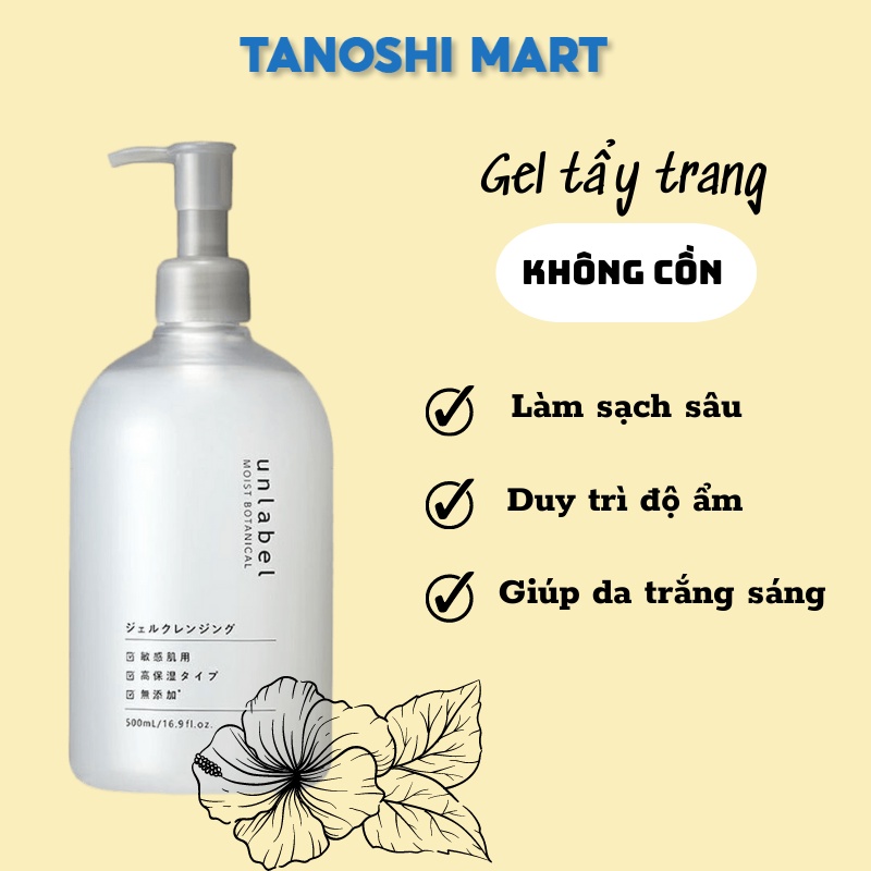 Nước tẩy trang Unlabel Nhật Bản sạch sâu, siêu lành tính cho mẹ bầu, da dầu mụn nhạy cảm - Tanoshi Mart