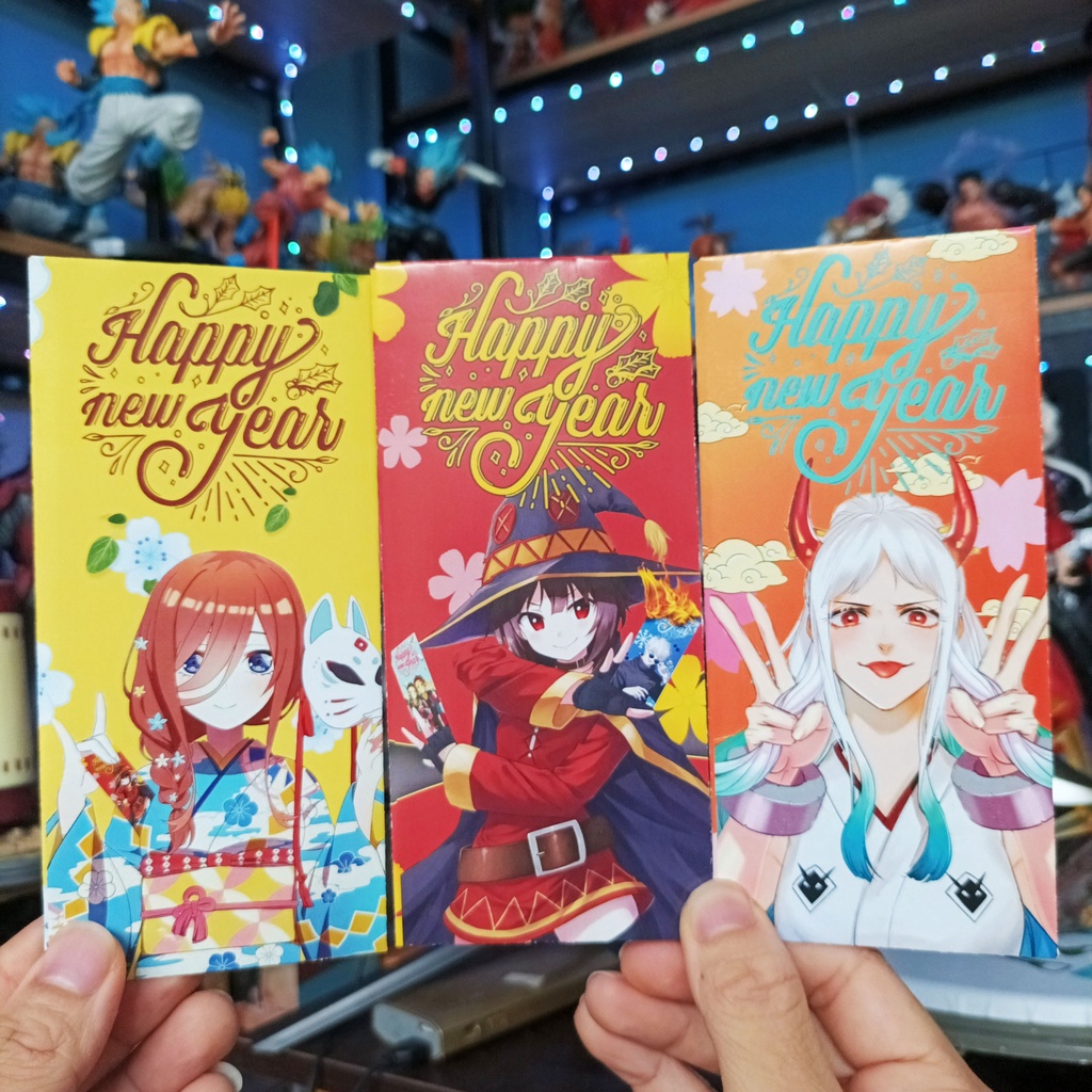 Set 5 Bao Lì Xì Tết  2022 Anime - One Piece, Jujutsu Kaisen, 5 Toubun, Kimetsu no Yaiba, KonoSuba