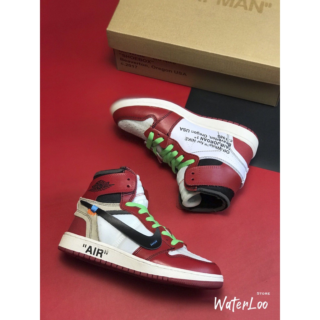 Giày Thể Thao Sneaker AIR JORDAN 1 OFF WHITE Retro High Chicago Đỏ Trắng Cổ Cao Siêu Phong Cách Waterloo Shop