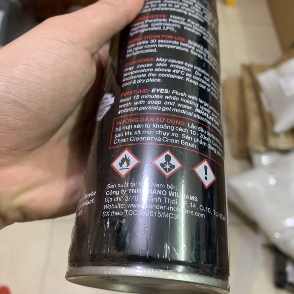 Chai xịt bôi trơn bảo dưỡng sên / xích xe mô tô Thunder Chain Lube 400ml