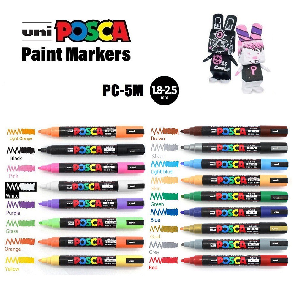 Set bút vẽ trên nhiều chất liệu Uni Posca Paint Marker