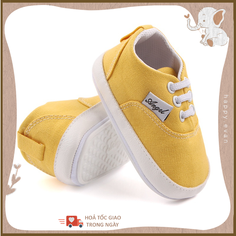 🅷.🄴🅅🄰🄽 [2-5m] Giày bata thể thao bằng vải canvas phối màu thể thao, nhẹ nhàng đứng form cho bé, phù hợp tặng đầy tháng.