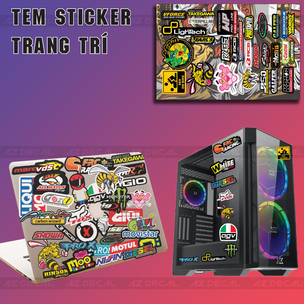 Hình Dán Sticker Chủ Đề Logo Xe Racyng 04 | Trang Trí Xe, Nón Bảo Hiểm, Thiết Bị Công Nghệ | Kích Thước Tờ A4