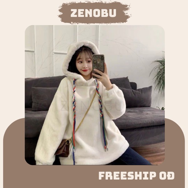 Áo Hoodie Lông Dây Đan Phối Màu ,Áo Khoác Dáng Rộng Kèm Mũ Thu Đông(Có ảnh và clip thật ở cuối)