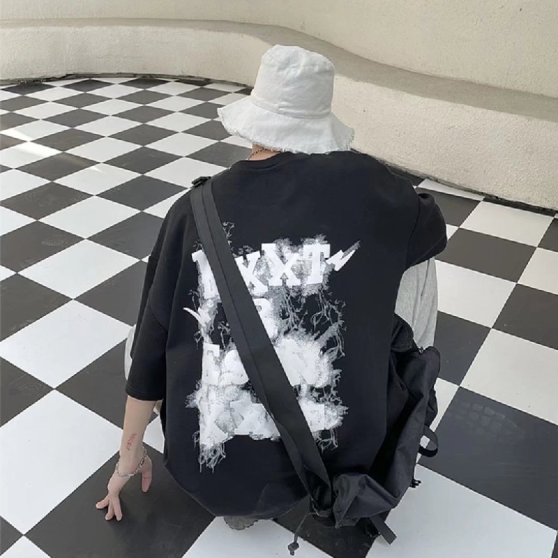 Áo Thun Ngắn Tay Form Rộng Phong Cách Hàn Quốc Dành Cho Nam