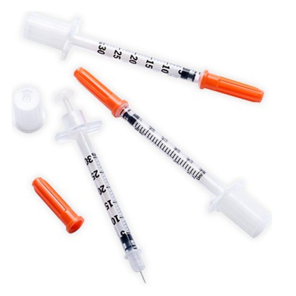 ✅ HỘP 100 cây bơm kim tiêm Insulin tiểu đường 0.3mL  BD ULTRA - FINE II SHORT NEEDLE 0.3ML/U100 - đái tháo đường