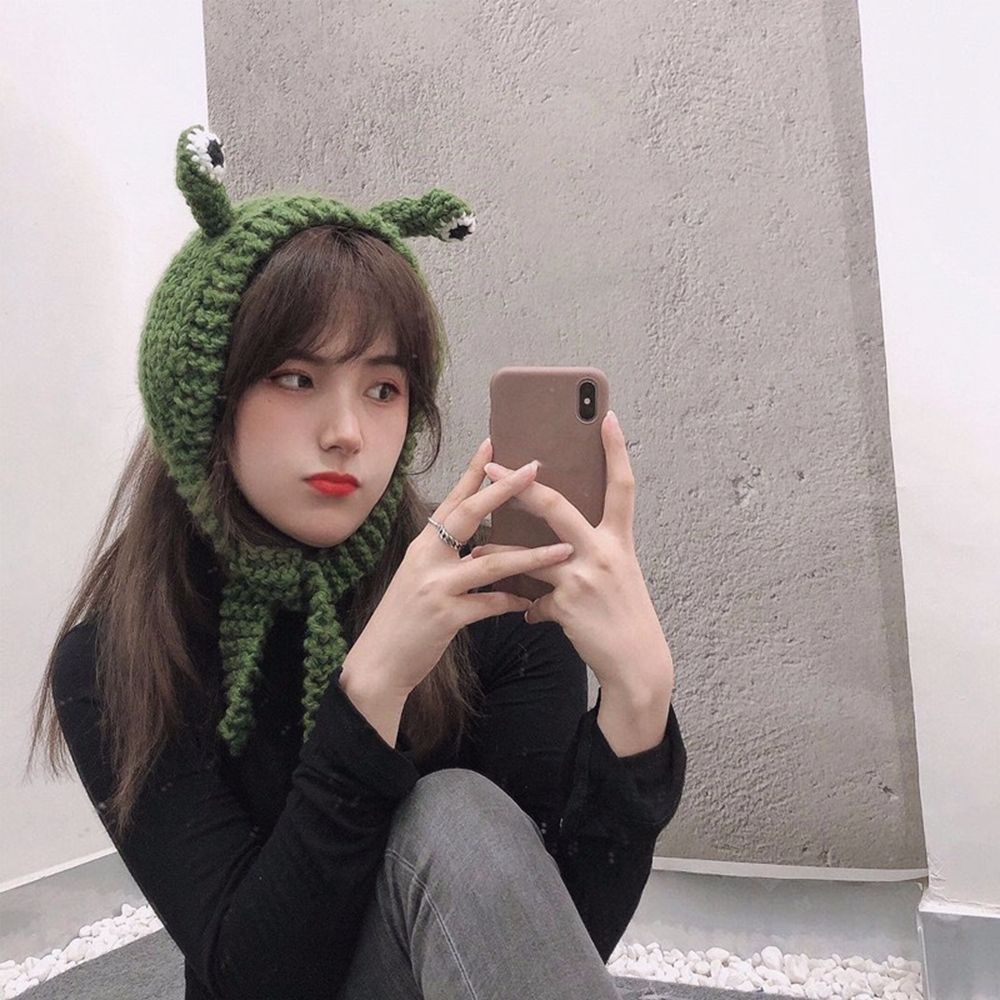 Mũ Len Trùm Đầu Giữ Ấm Mùa Đông Kiểu Dáng Dễ Thương Phong Cách Hàn Quốc Cho Nữ