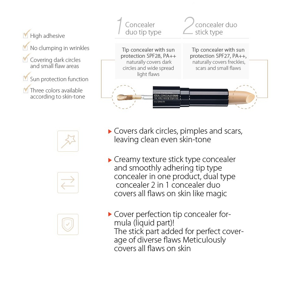 [THE SAEM] Cover Perfection Ideal Concealer Duo 4.2g / 4.5g
