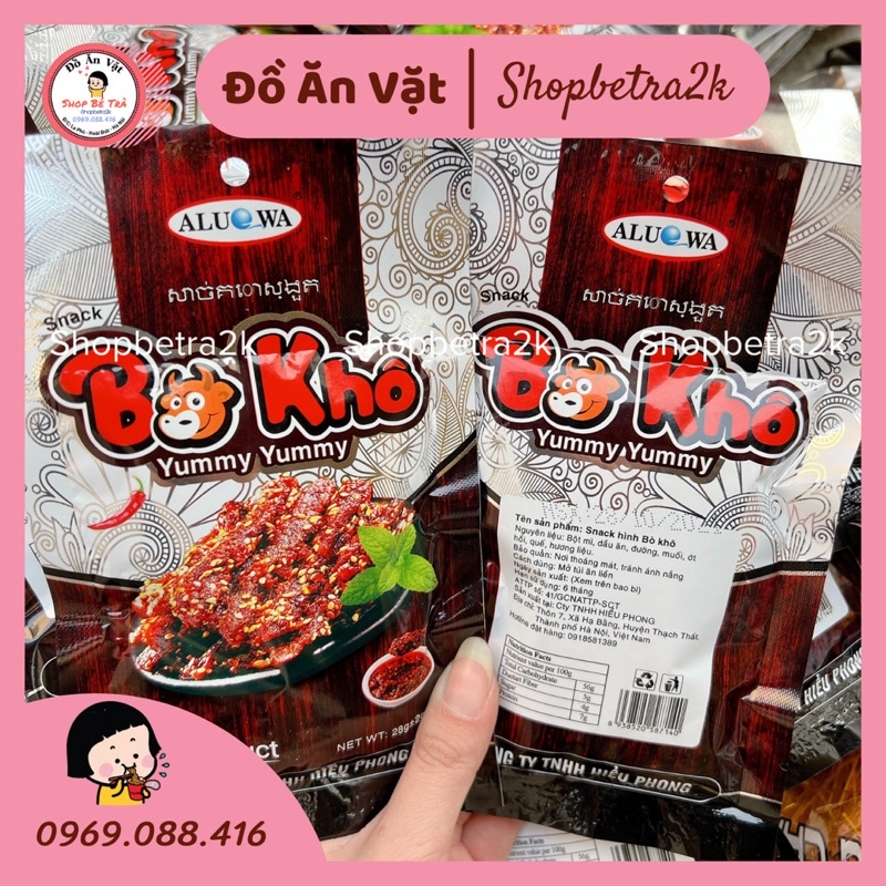 Gói snack hình bò khô