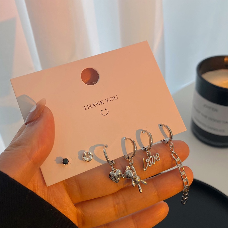 Bộ 6 khuyên tai AY dáng dài đơn giản dễ thương cho nữ