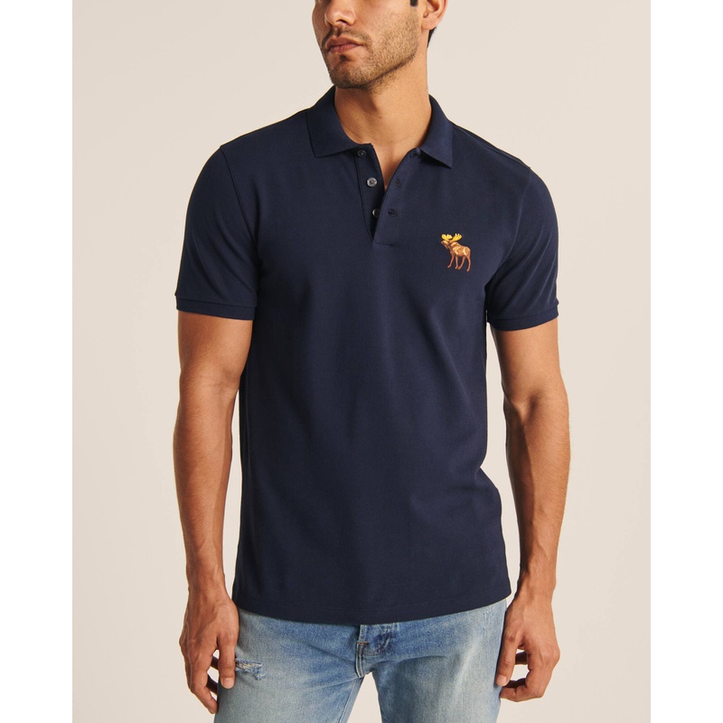 Áo Thun Polo Tay Ngắn In Logo Abercrombie & Fitch Cá Tính Cho Nam