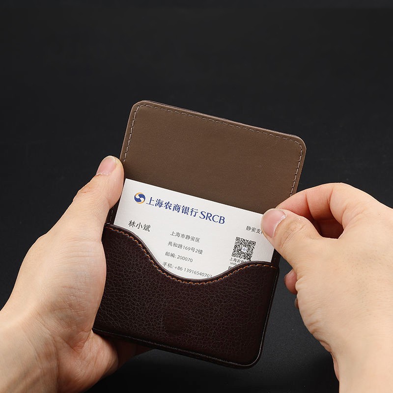 Ví Da PU Nam Châm Màu Nâu / Đen / Nâu / Cà Phê Đựng Danh Thiếp / Danh Thiếp Đa Ứng