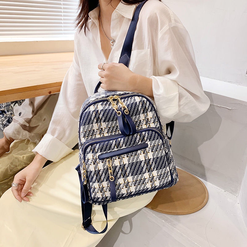 Backpack female 2022ins net red wool backpack student versatile schoolbag