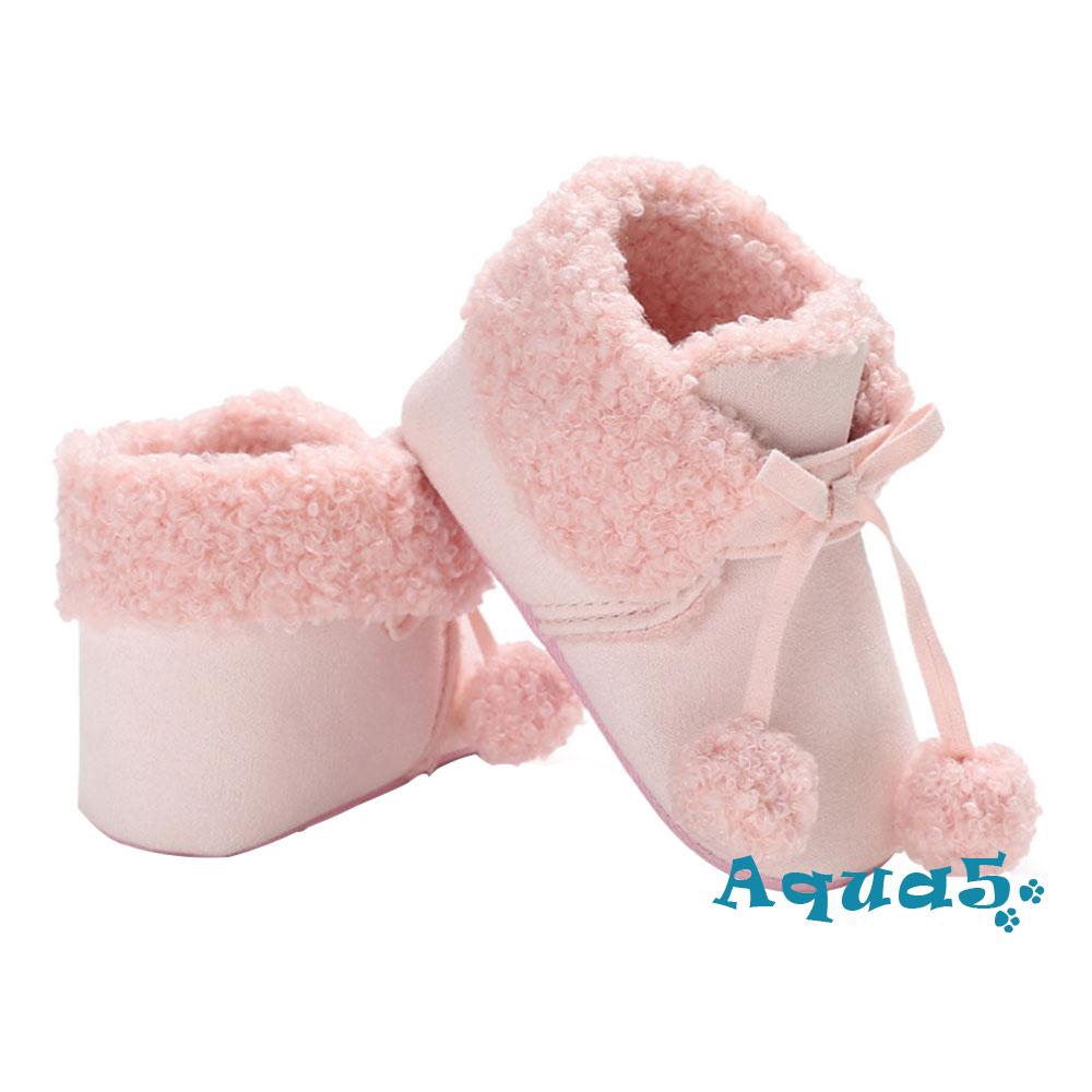 ✿ℛNewborn Prewalker Baby Warm Winter Snow Boots Toddler Soft Sole Boots Crib Shoes