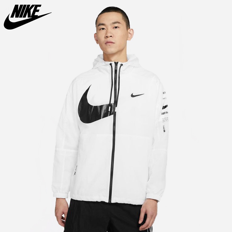 NIKE CHÍNH HÃNG - Áo khoác thể thao nam nữ Nike Men's Swoosh Logo Printed Jacket Authentic - Trắng