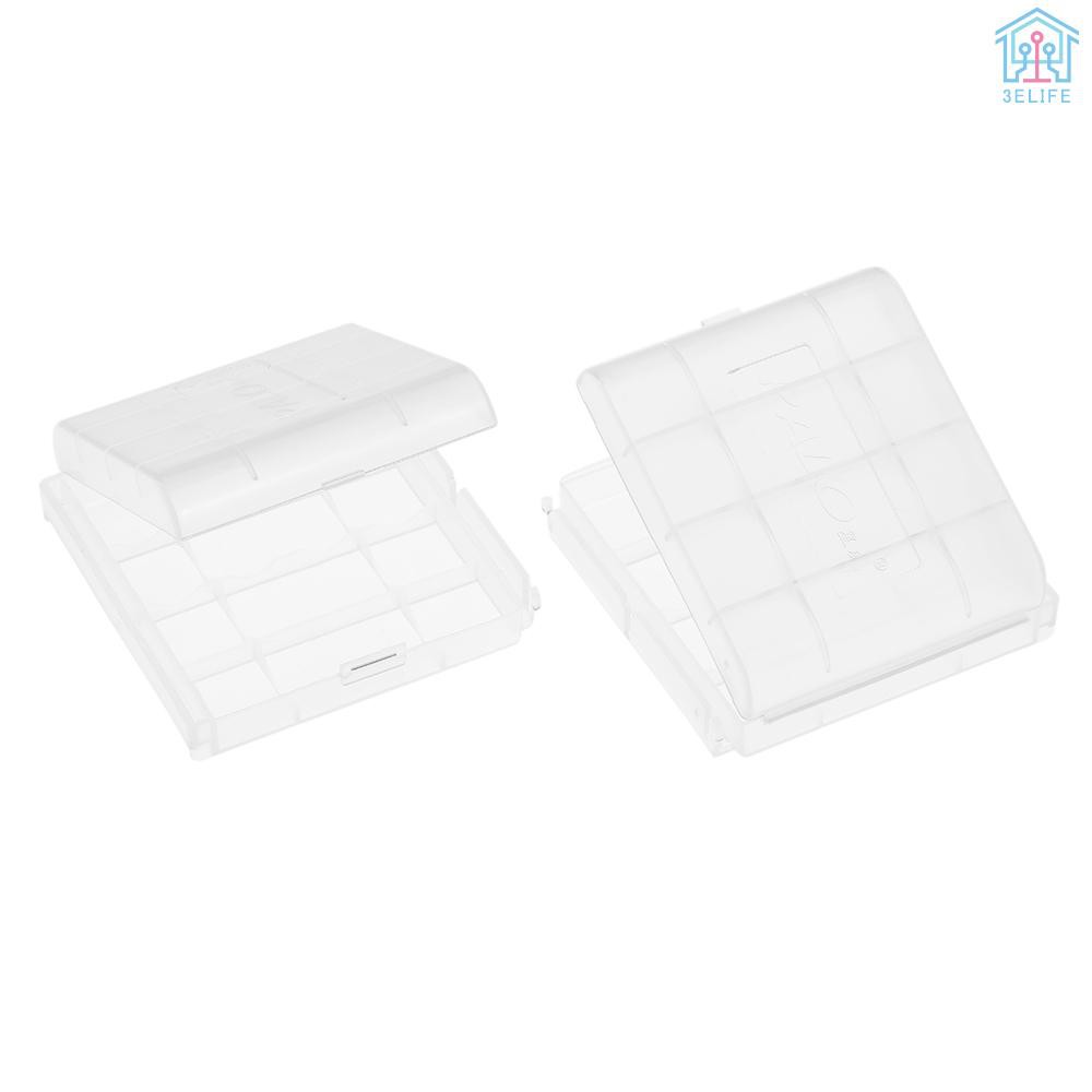 【E&V】2PCS PALO Transparent AA Battery Storage Boxes Cases High-quality Containers Durable Plastic Battery Holders with Lids Hold 2 * 4 AA Batteries