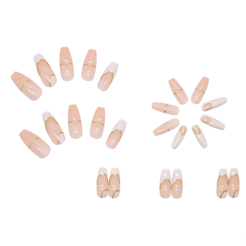 Set 24 móng giả D499 dáng dài ( Tặng kèm keo và dũa )