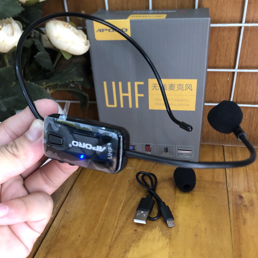 Mic không dây cao cấp APORO, Thay Thế - sử dụng sóng UHF kết nối loa trợ giảng, loa kéo, amly... Bảo Hành 3 Tháng
