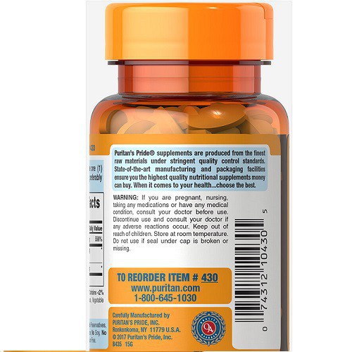 Viên uống bổ sung vitamin C Puritan's Pride - Vitamin C-500 mg with Bioflavonoids & Wild Rose Hips 100 viên | Thế Giới Skin Care