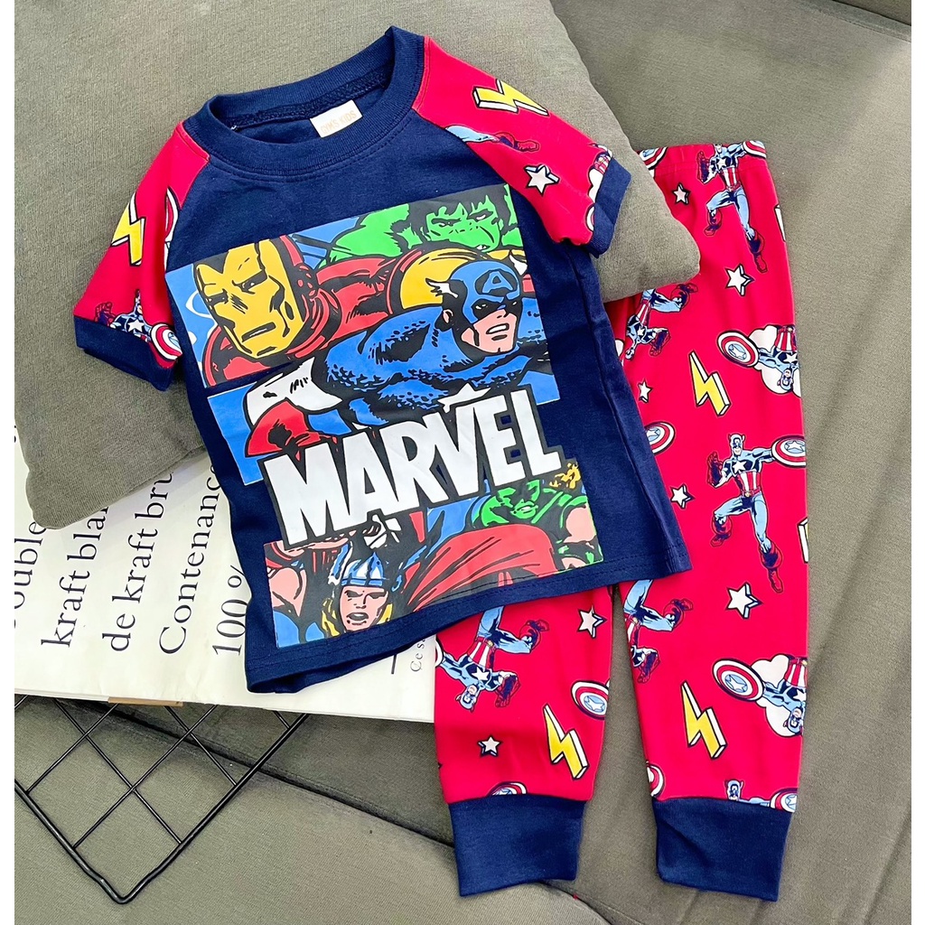 Đồ bộ bé trai, bộ bé trai 4 tuổi siêu nhân nhện, marvel cotton Jennie kids J463