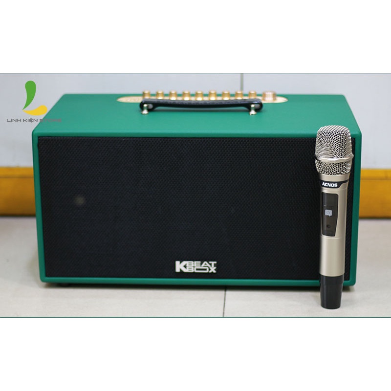 Loa kéo Acnos CS445D - Loa Mini thùng gỗ màu xanh hoặc đen Karaoke âm thanh trong trẻo micro hút âm dễ hát cho mọi người