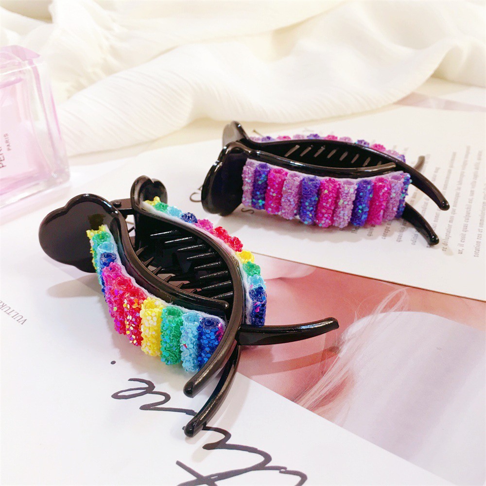 Kẹp Tóc Càng Cua Màu Cầu Vồng Lấp Lánh Đáng Yêu