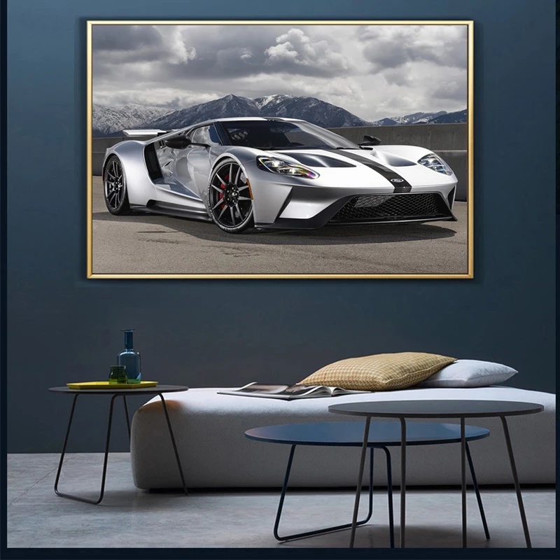 Tranh Vải Bạt Treo Tường In Hình Xe Đua Thể Thao Hiện Đại Trang Trí Nhà Cửa/Văn Phòng