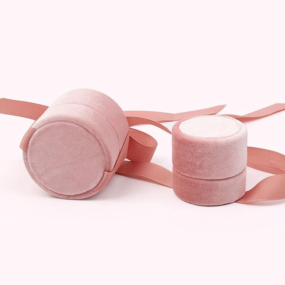 LOMBARD Jewelry Box Round Sweet Necklace Bowknot Gift Box Velvet Fashion Accessories