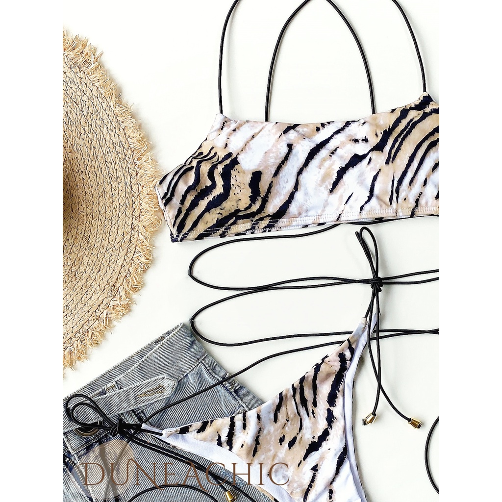 DUNEA Bộ Đồ Bơi Hai Mảnh Họa Tiết Da Báo Quyến Rũ Cho Nữ