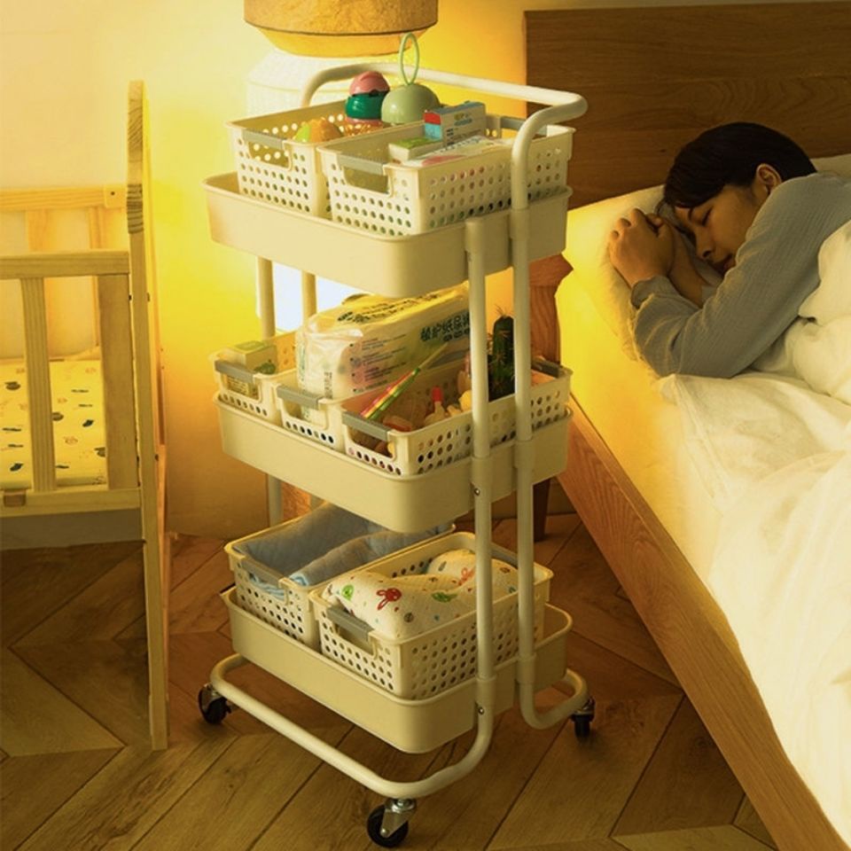 Kệ Sắt 3 Tầng CAO CẤP Đa Năng Có Quai Cầm Di Động Thiết Kế Bánh Xe Siêu Thông Minh Tiện Lợi