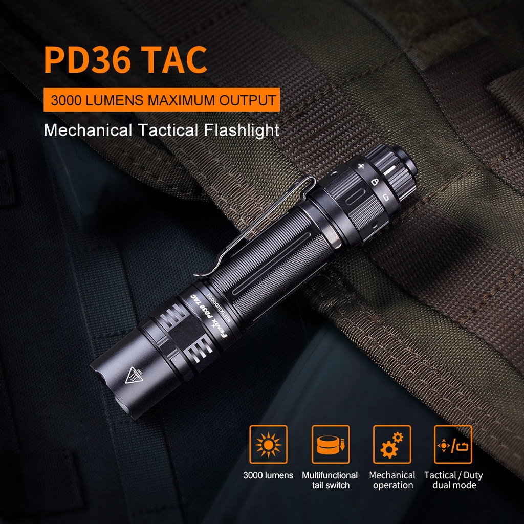 Đèn pin FENIX PD36 TAC độ sáng 3000 lumen chiếu xa 274m pin 21700 5000mAh  công tắc phản ứng nhanh