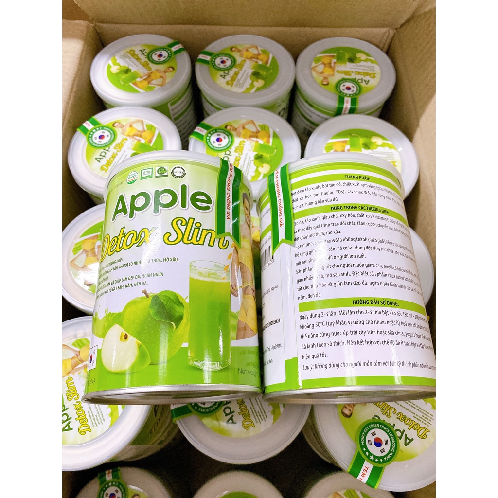 Sữa giảm cân Apple Detox Slim  detox cơ thể đào thải mỡ thừa  sáng đẹp da vóc dáng thon gọn hộp 400gr