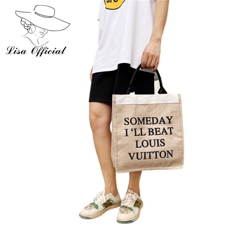 Túi cói someday 💖 Lisa Official 💖 Túi Du Lịch Someday Sang Chảnh Có Lót và Khóa Kéo Bên Trong - SV-13