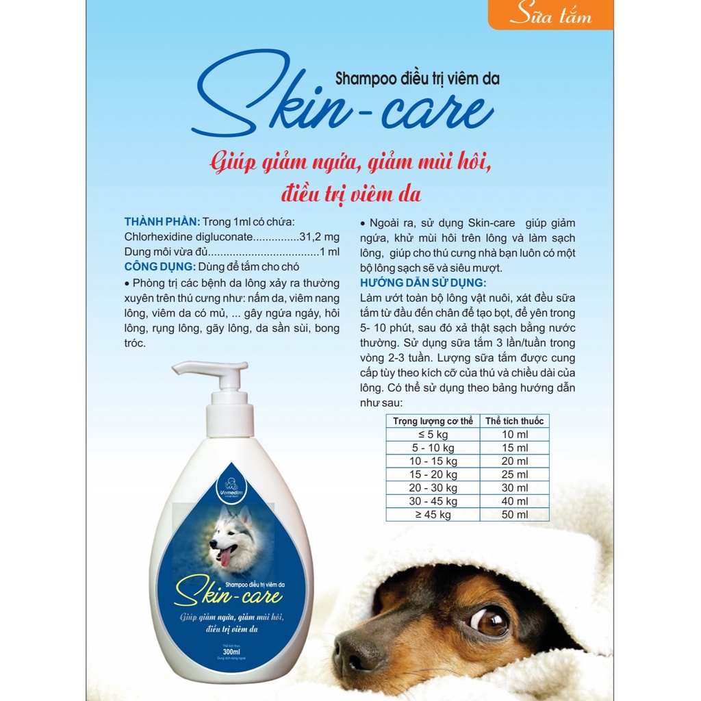 VEMEDIM Skin Care Shampoo - Sữa Tắm Cho Chó Phòng Viêm Da, Hôi Và Ngứa Da - 120ml