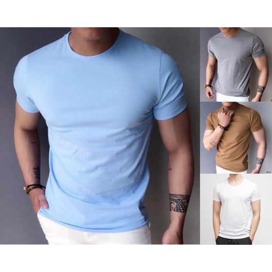 Áo PHÔNG CỘC TAY CỔ TRÒN, Thun Cộc Trơn, Dáng Slim, Vải Cottonn Nhẹ Thoáng, Thấm Mồ Hôi