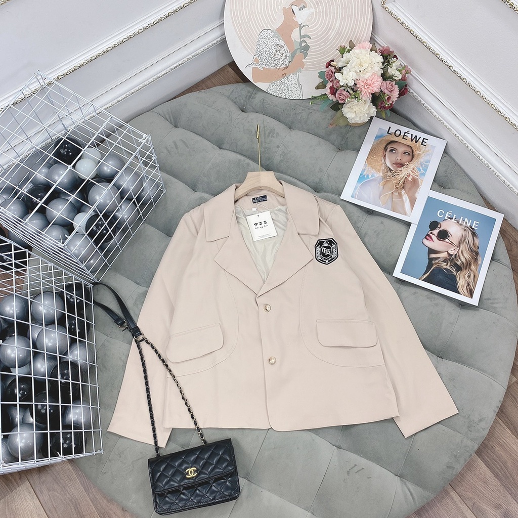 [Xả Hàng] Áo khoác vest blazer nữ phong cách Hàn Quốc logo vươn miện chất vải tuyết mưa cao cấp dày dặn Bling Store BL19