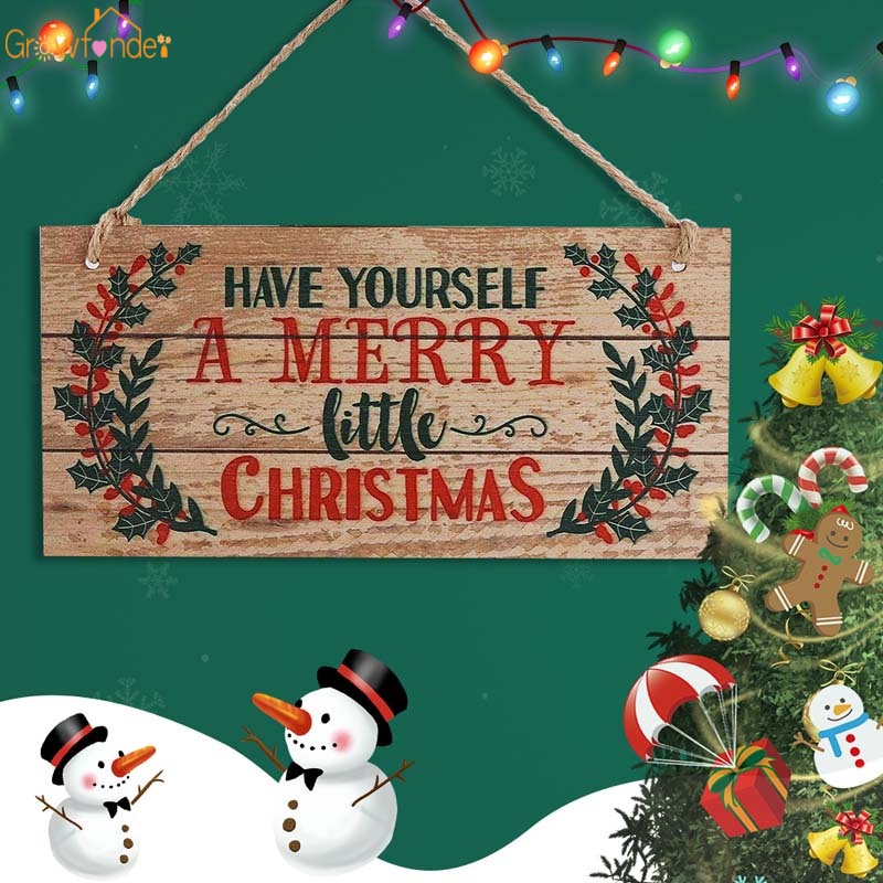 Bảng gỗ treo tường trang trí giáng sinh dễ thương