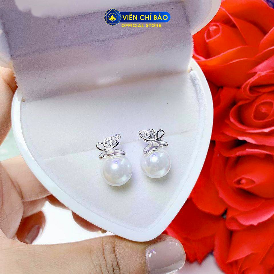 Bông tai bạc nữ hồ điệp hạt châu chất liệu bạc 925 thời trang phụ kiện trang sức nữ thương hiệu Viễn Chí Bảo B400124