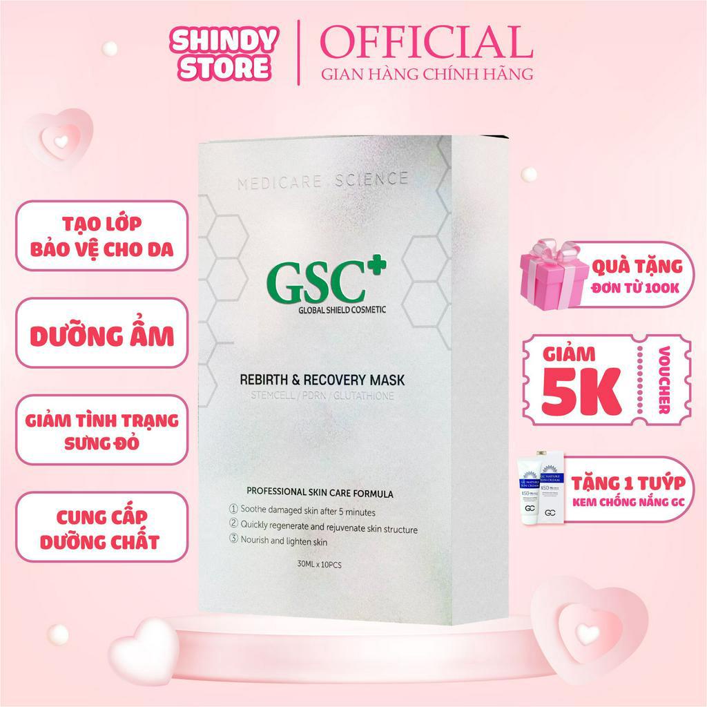 Hộp 10 gói mặt nạ tế bào gốc giảm sưng đỏ GSC Rebirth &amp; Recovery Mask Chính Hãng