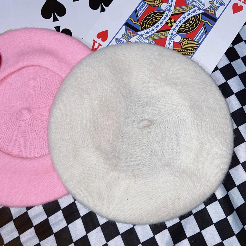 Mũ Beret Y2K Thêu Hình Trái Tim Cho Nữ