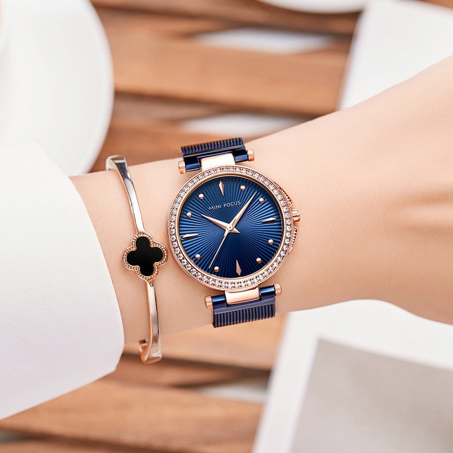 Đồng Hồ Đeo Tay MINI FOCUS Máy Quartz Đính Đá Chống Thấm Nước Thời Trang Cho Nữ